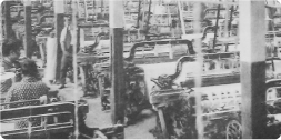 Inside of a weaving factory
